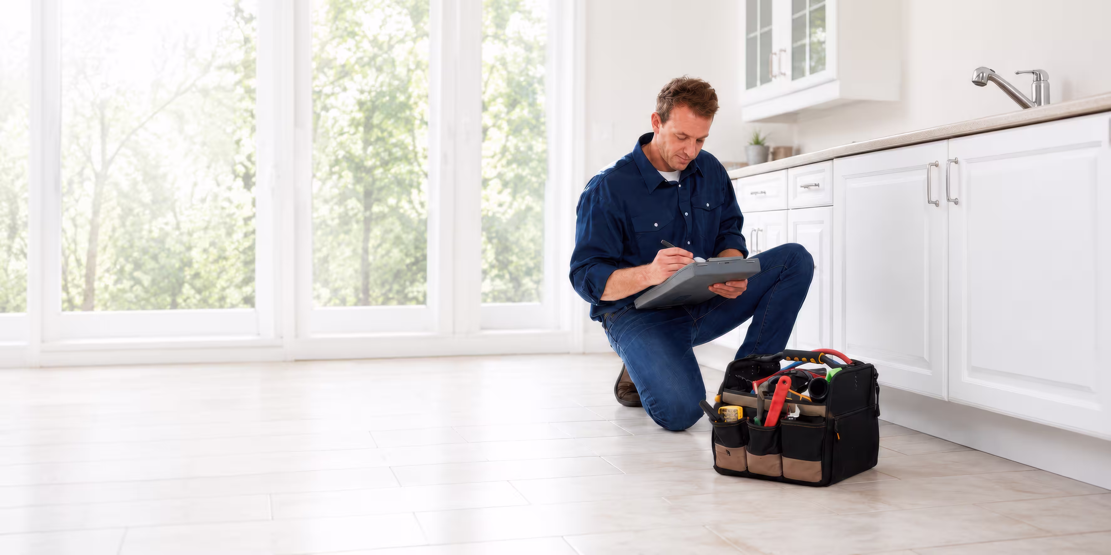 Gotta Go Plumbing technician standing in front of a branded service van