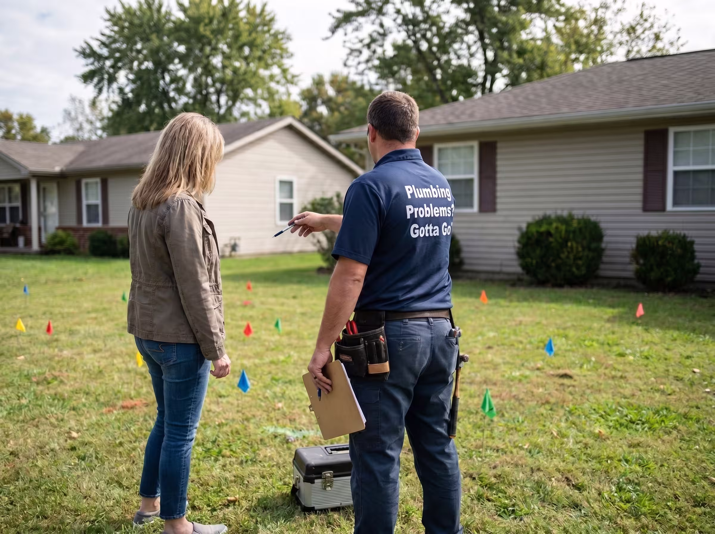 Gotta Go plumber speaking with a homeowner