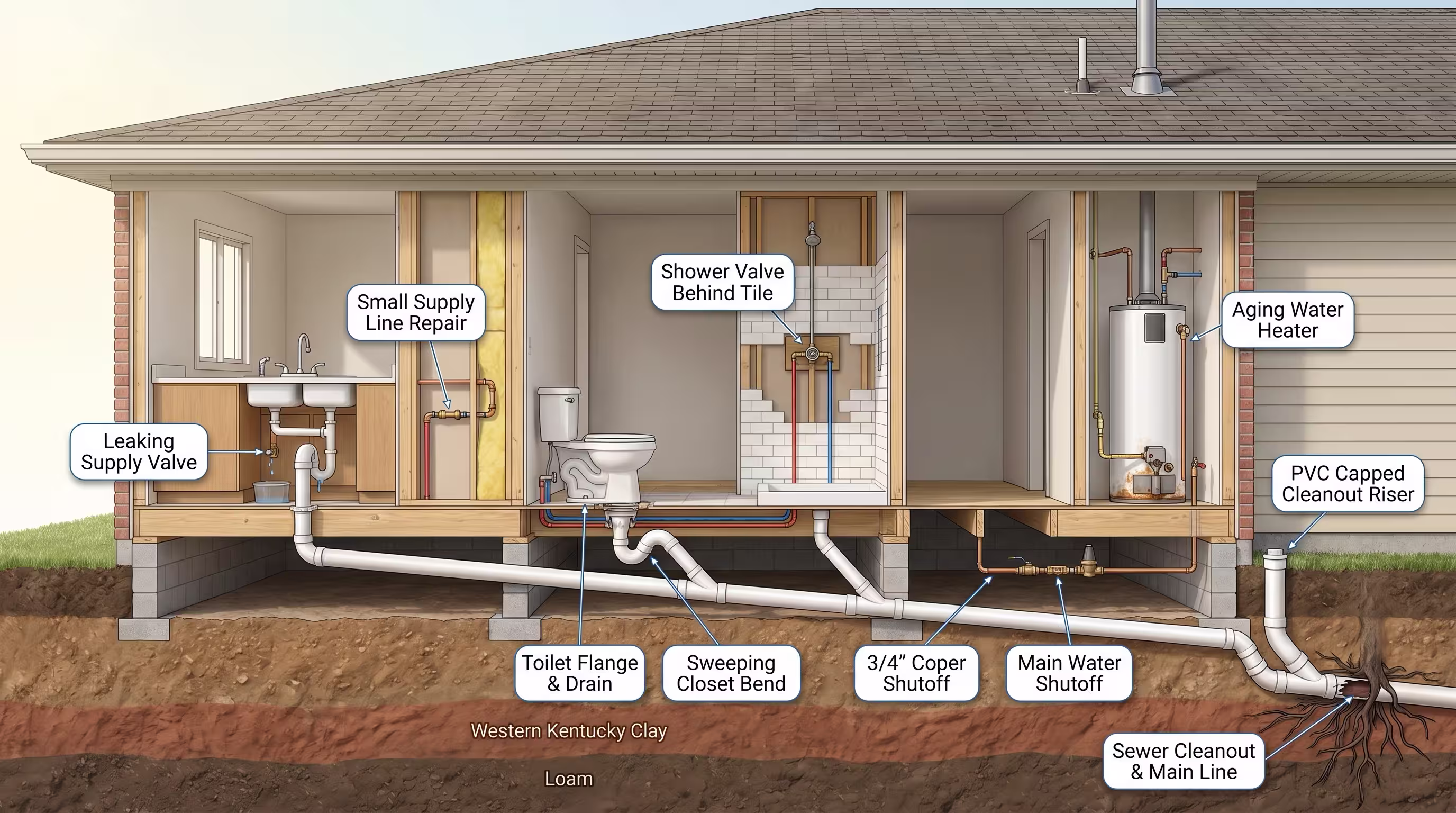 Gotta Go Plumbing technician discussing visible plumbing issues with a homeowner outside the home