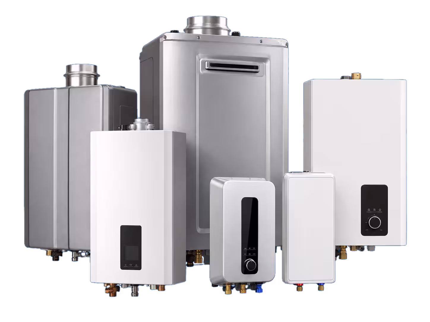 Wall-mounted tankless water heater for professional installation